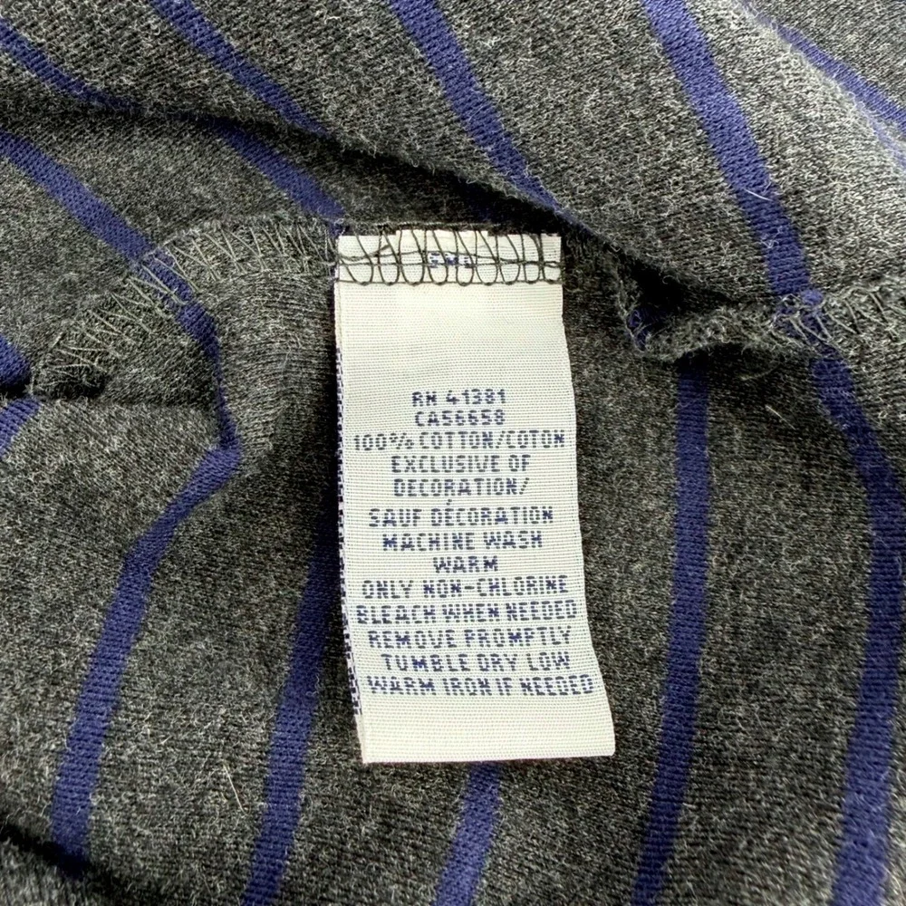 Polo Ralph Lauren Mens L‎ Rugby Long Sleeve Striped Polo Shirt Grey Blue Cotton